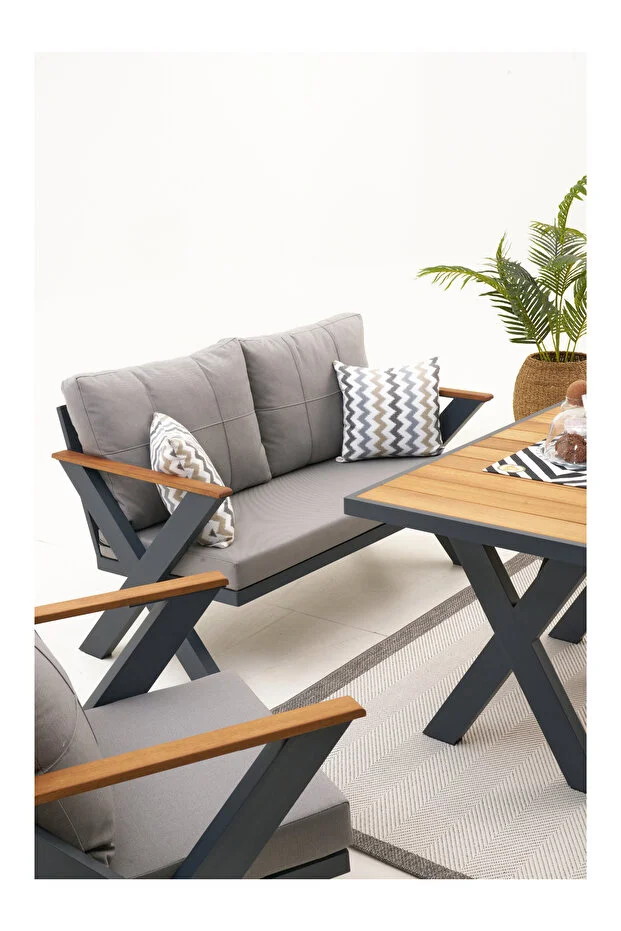 Skyline Alüminyum Bahçe Oturma Grubu (2+1+1+M)